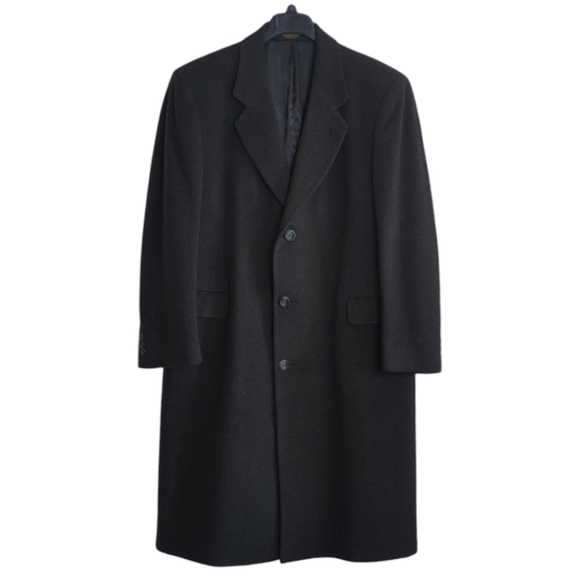 DiSilver Cashmere Blend Italian Overcoat Winter Trench Coat Black Men’s 42R - Picture 15 of 15
